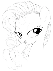 Size: 1048x1398 | Tagged: artist:kas92, derpibooru import, magic, monochrome, portrait, rarity, safe, sketch, solo