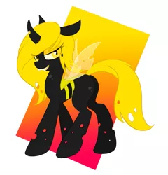 Size: 877x912 | Tagged: artist:chibi--shiro, changeling, derpibooru import, oc, safe, solo, unofficial characters only, yellow changeling, yellowjacket
