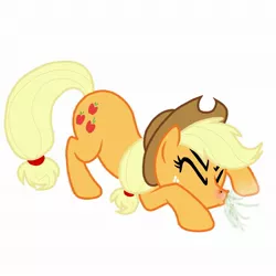 Size: 2048x2048 | Tagged: applejack, derpibooru import, mucous, red nosed, safe, sick, simple background, sneezing, sneezing fetish, snot, solo, spray