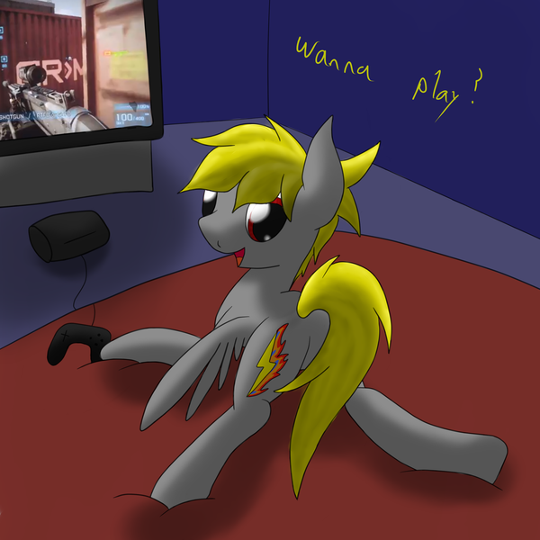 Size: 2600x2600 | Tagged: suggestive, artist:flashiest lightning, derpibooru import, oc, unofficial characters only, pegasus, pony, battlefield, bed, playing, playstation 3, solo, television, video game