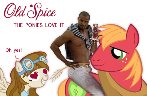 Size: 487x318 | Tagged: safe, artist:multigal, derpibooru import, big macintosh, oc, earth pony, pony, isaiah mustafa, male, old spice, old spice guy, stallion, the man your man could smell like