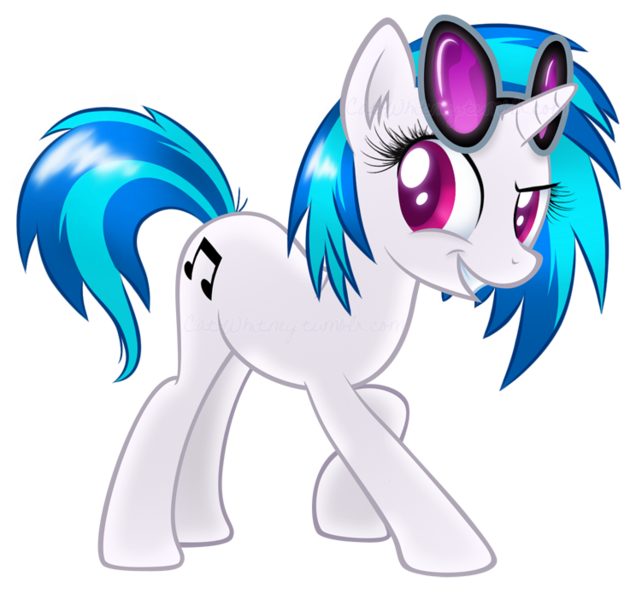 Size: 744x702 | Tagged: safe, artist:catwhitney, derpibooru import, vinyl scratch, pony, unicorn, cutie mark, ear fluff, female, glasses, hooves, horn, mare, simple background, smiling, solo, sunglasses, teeth, transparent background, vector