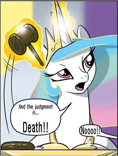 Size: 397x524 | Tagged: artist needed, derpibooru import, gavel, judge, judgement, princess celestia, safe, solo, source needed, tyrant celestia