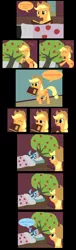 Size: 1024x3385 | Tagged: applejack, artist:kasun05, bed, bloomberg, clothes, costume, derpibooru import, over a barrel, rainbow dash, reading, safe, scene interpretation, tree costume