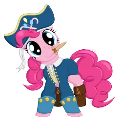 Size: 1024x1024 | Tagged: safe, artist:ohemo, derpibooru import, pinkie pie, earth pony, pony, clothes, cosplay, costume, hilarious in hindsight, mouth hold, pinkie pirate, pirate, pirate pinkie pie, simple background, solo, transparent background, wooden sword