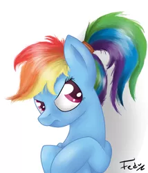 Size: 3000x3500 | Tagged: safe, artist:fedumedu, derpibooru import, rainbow dash, alternate hairstyle, ponytail, solo, tsundere