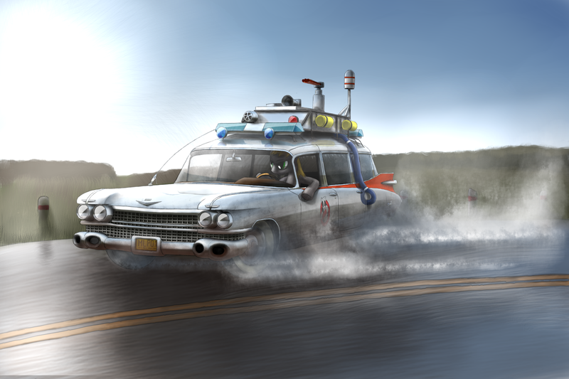 Size: 3072x2048 | Tagged: 59 cadillac, ambulance, artist:nbd-four, cadillac, car, derpibooru import, drift, drifting, ecto-1, ghostbusters, oc, ponified, safe, solo, station wagon, unofficial characters only