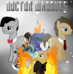 Size: 534x546 | Tagged: dalek, day of the doctor, derpibooru import, doctor who, doctor whooves, eleventh doctor, john hurt, ponified, safe, tardis, tenth doctor, time turner, war doctor