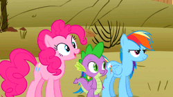 Size: 960x540 | Tagged: animated, cute, derpibooru import, fluttershy, glomp, over a barrel, pinkie pie, rainbow dash, safe, screencap, spike, tackle