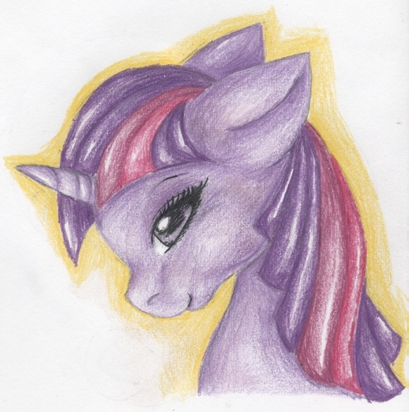 Size: 1040x1047 | Tagged: artist:twiddledittle, derpibooru import, floppy ears, safe, solo, traditional art, twilight sparkle