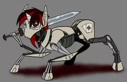 Size: 1280x827 | Tagged: artist:mistermech, collar, crossover, cyborg, derpibooru import, fallout, fallout equestria, fallout equestria: project horizons, general grievous, oc, oc:blackjack, safe, solo, star wars, sword, unofficial characters only