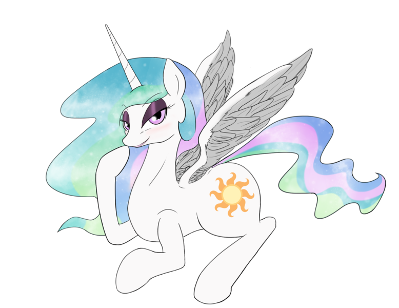 Size: 2000x1542 | Tagged: safe, artist:defective, derpibooru import, princess celestia, blushing, solo