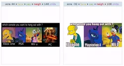 Size: 532x285 | Tagged: comparison trolling, derpibooru import, duck tales, exploitable meme, juxtaposition, juxtaposition win, meme, mr. burns, princess luna, safe, scrooge mcduck, the simpsons