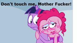 Size: 600x338 | Tagged: animated, artist:hotdiggedydemon, derpibooru import, don't touch me motherfucker, drunk, drunkie pie, .mov, party.mov, pinkie pie, safe, the room, tommy wiseau, tube top, twilight sparkle, vulgar