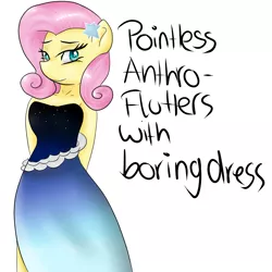 Size: 1200x1200 | Tagged: safe, artist:lisa400, derpibooru import, fluttershy, anthro, clothes, dress, solo