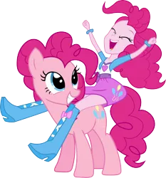 Size: 3460x3717 | Tagged: safe, artist:vector-brony, derpibooru import, pinkie pie, earth pony, human, pony, equestria girls, balloon, boots, bracelet, clothes, cute, duo, eyes closed, female, high heel boots, horse riding, human ponidox, humans riding ponies, jewelry, mare, open mouth, pony ride, riding, self ponidox, simple background, skirt, smiling, square crossover, transparent background, vector