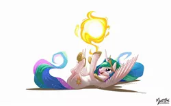 Size: 2560x1600 | Tagged: safe, artist:mysticalpha, derpibooru import, princess celestia, alicorn, pony, ball, behaving like a cat, cute, cutelestia, eyes on the prize, female, happy, hoof shoes, hoofy-kicks, jewelry, legs in air, lidded eyes, mare, on back, open mouth, peytral, playing, plot, signature, simple background, smiling, solo, spread wings, sun, tangible heavenly object, tiara, underhoof, wallpaper, white background, wings