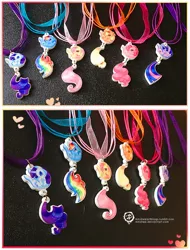 Size: 700x923 | Tagged: safe, artist:mmishee, derpibooru import, applejack, fluttershy, pinkie pie, rainbow dash, rarity, twilight sparkle, twilight sparkle (alicorn), alicorn, pony, craft, female, mare, necklace, photo