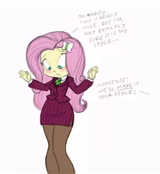 Size: 744x810 | Tagged: safe, artist:carnifex, derpibooru import, fluttershy, equestria girls, blushing, business suit, businessmare, clothes, dressup, pantyhose, pinstripes, side slit, skirt, skirt suit, solo, suit, tube skirt