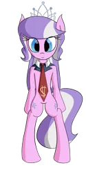 Size: 700x1400 | Tagged: safe, artist:tixolseyerk, derpibooru import, diamond tiara, pony, semi-anthro, bipedal, necktie, solo