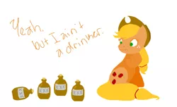 Size: 512x312 | Tagged: applejack, artist:grim-tales, cider, derpibooru import, looking back, safe, simple background, sitting, solo