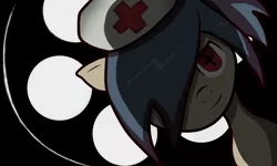 Size: 1024x614 | Tagged: artist:cblpo4ek, backlighting, dark, dead on arrival, derpibooru import, hospital light, low angle, nurse, operation light, ponified, pov, safe, skullgirls, solo, valentine (skullgirls)