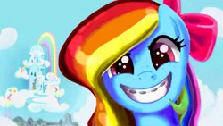 Size: 1191x670 | Tagged: acne, adorkable, artist:kp-shadowsquirrel edits, braces, cute, derpibooru import, dork, edit, rainbow dash, recolor, safe, solo, trace