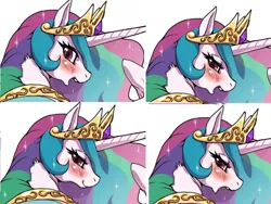 Size: 816x612 | Tagged: artist:nezumi, bedroom eyes, blushing, cropped, derpibooru import, explicit source, looking at you, looking back, moaning, open mouth, princess celestia, smiling, suggestive
