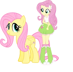 Size: 3373x3324 | Tagged: safe, artist:vector-brony, derpibooru import, fluttershy, pony, equestria girls, boots, clothes, high heel boots, human ponidox, self ponidox, simple background, skirt, socks, square crossover, transparent background, vector