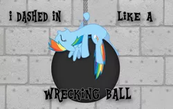 Size: 1266x800 | Tagged: artist:flare-chaser, artist:parclytaxel, derpibooru import, miley cyrus, rainbow dash, safe, solo, wrecking ball