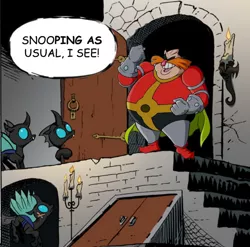 Size: 749x741 | Tagged: adventures of sonic the hedgehog, artist:chadthecartoonnut, changeling, comic, comic sans, crossover, derpibooru import, doctor eggman, exploitable meme, idw, knock knock meme, meme, pingas, safe, sonic the hedgehog (series)