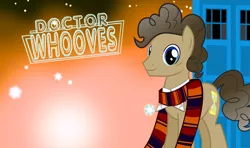 Size: 840x496 | Tagged: derpibooru import, doctor who, doctor whooves, fourth doctor, logo, safe, solo, tardis, time turner