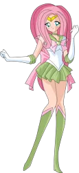 Size: 3030x6605 | Tagged: artist:luuandherdraws, clothes, crossover, derpibooru import, fluttershy, human, humanized, safe, sailor moon, solo