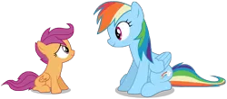 Size: 6820x3000 | Tagged: safe, artist:masterrottweiler, derpibooru import, rainbow dash, scootaloo, absurd resolution, .ai available, simple background, transparent background, vector