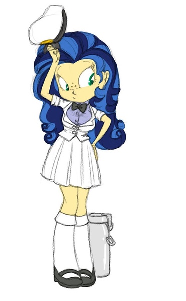 Size: 562x910 | Tagged: safe, artist:carnifex, derpibooru import, oc, oc:milky way, unofficial characters only, equestria girls, bowtie, cute, equestria girls-ified, female, hat, mary janes, simple background, solo, white background