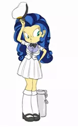 Size: 562x910 | Tagged: safe, artist:carnifex, derpibooru import, oc, oc:milky way, unofficial characters only, equestria girls, bowtie, cute, equestria girls-ified, female, hat, mary janes, simple background, solo, white background