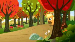 Size: 640x360 | Tagged: safe, derpibooru import, screencap, applejack, earth pony, pony, the cutie mark chronicles, animated, apple orchard, apple tree, blank flank, cute, female, filly, filly applejack, freckles, jackabetes, open mouth, orchard, running, scenery, sweet apple acres, tree, younger