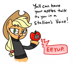 Size: 910x806 | Tagged: safe, artist:grilledcat, derpibooru import, applejack, earth pony, pony, apple, clothes, female, glasses, hat, simple background, solo, steve jobs, sweater, turtleneck, white background