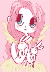 Size: 480x699 | Tagged: animal, artist:isthatwhatyoumint, carrying, derpibooru import, fluttershy, human, humanized, rabbit, safe, solo