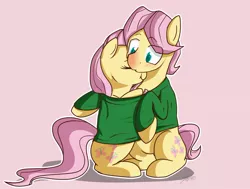Size: 900x679 | Tagged: adorascotch, artist:nolycs, blushing, butterscotch, clothes, cuddling, cute, derpibooru import, female, flutterscotch, fluttershy, inside, male, nuzzling, rule 63, rule63betes, safe, selfcest, self ponidox, shared clothing, shipping, shyabetes, sick, snuggling, straight, sweater, sweatershy