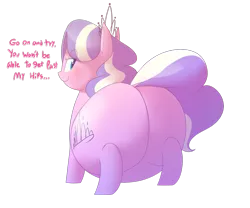 Size: 1280x1067 | Tagged: suggestive, artist:secretgoombaman12345, derpibooru import, diamond tiara, earth pony, pony, ask chubby diamond, chubby diamond, fat, impossibly large butt, impossibly wide hips, looking at you, plot, smirk, solo, tiara, wide hips