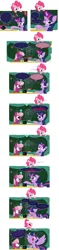 Size: 1254x5328 | Tagged: safe, artist:frist44, derpibooru import, cheerilee, pinkie pie, twilight sparkle, twilight sparkle (alicorn), alicorn, pony, apple, blushing, chalk, chalkboard, cheerilee-s-chalkboard, cheerilight, comic, cute, embarrassed, eyes closed, fangs, female, floppy ears, fluffy, flustered, fourth wall, frown, grin, laughing, lesbian, levitation, magic, mare, messy mane, now kiss, open mouth, pointing, scrunchy face, shipper on deck, shipping, shocked, speech bubble, spread wings, telekinesis, wide eyes, wingboner, yelling