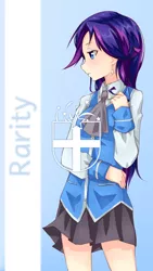 Size: 640x1136 | Tagged: artist:derpiihooves, artist:semehammer, derpibooru import, human, humanized, rarity, rosalyn montgomery, safe, solo, starswirl academy, starswirl academy uniform