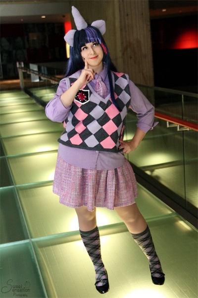 Size: 500x750 | Tagged: artist:pockyprincessdarcy, checkered socks, cosplay, derpibooru import, human, irl, irl human, photo, safe, solo, twilight sparkle