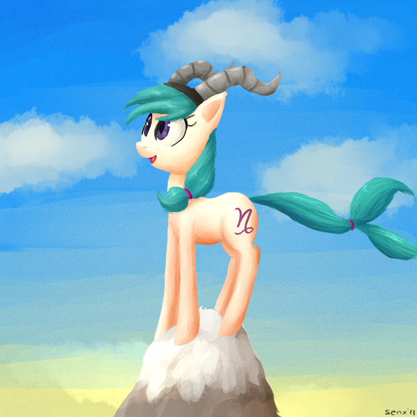 Size: 800x800 | Tagged: artist:senx, capricorn, derpibooru import, mountain, ponified, ponyscopes, safe, solo, zodiac