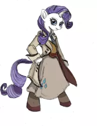 Size: 1700x2186 | Tagged: safe, artist:thelivingshadow, derpibooru import, rarity, pony, bipedal, clothes, solo