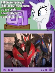 Size: 562x743 | Tagged: beast hunters, derpibooru import, exploitable meme, knock out, meme, obligatory pony, predacons rising, rarity, safe, transformers, transformers prime, tv meme