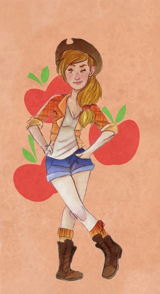 Size: 1620x2960 | Tagged: safe, artist:julv, derpibooru import, applejack, human, humanized, solo