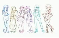 Size: 5100x3300 | Tagged: angel bunny, applejack, artist:julv, clothes, converse, derpibooru import, fluttershy, human, humanized, mane six, pinkie pie, rainbow dash, rarity, safe, shoes, twilight sparkle