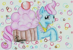 Size: 6889x4791 | Tagged: absurd resolution, artist:azurina, cup cake, cupcake, derpibooru import, safe, solo, traditional art